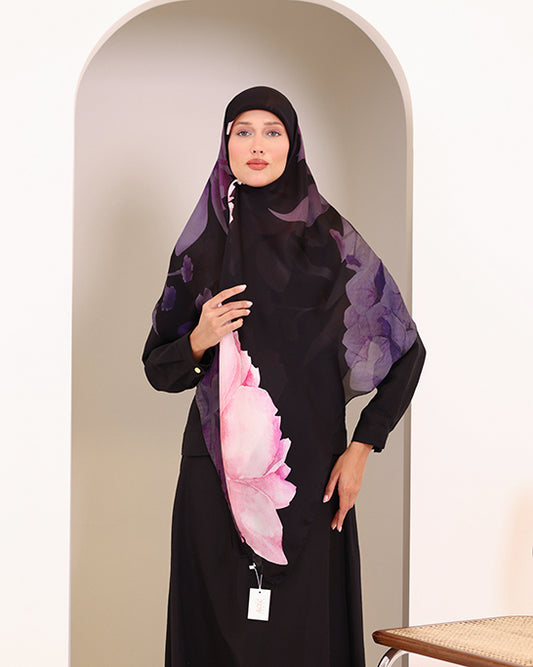 Midnight bloom scarf (folded view) 1