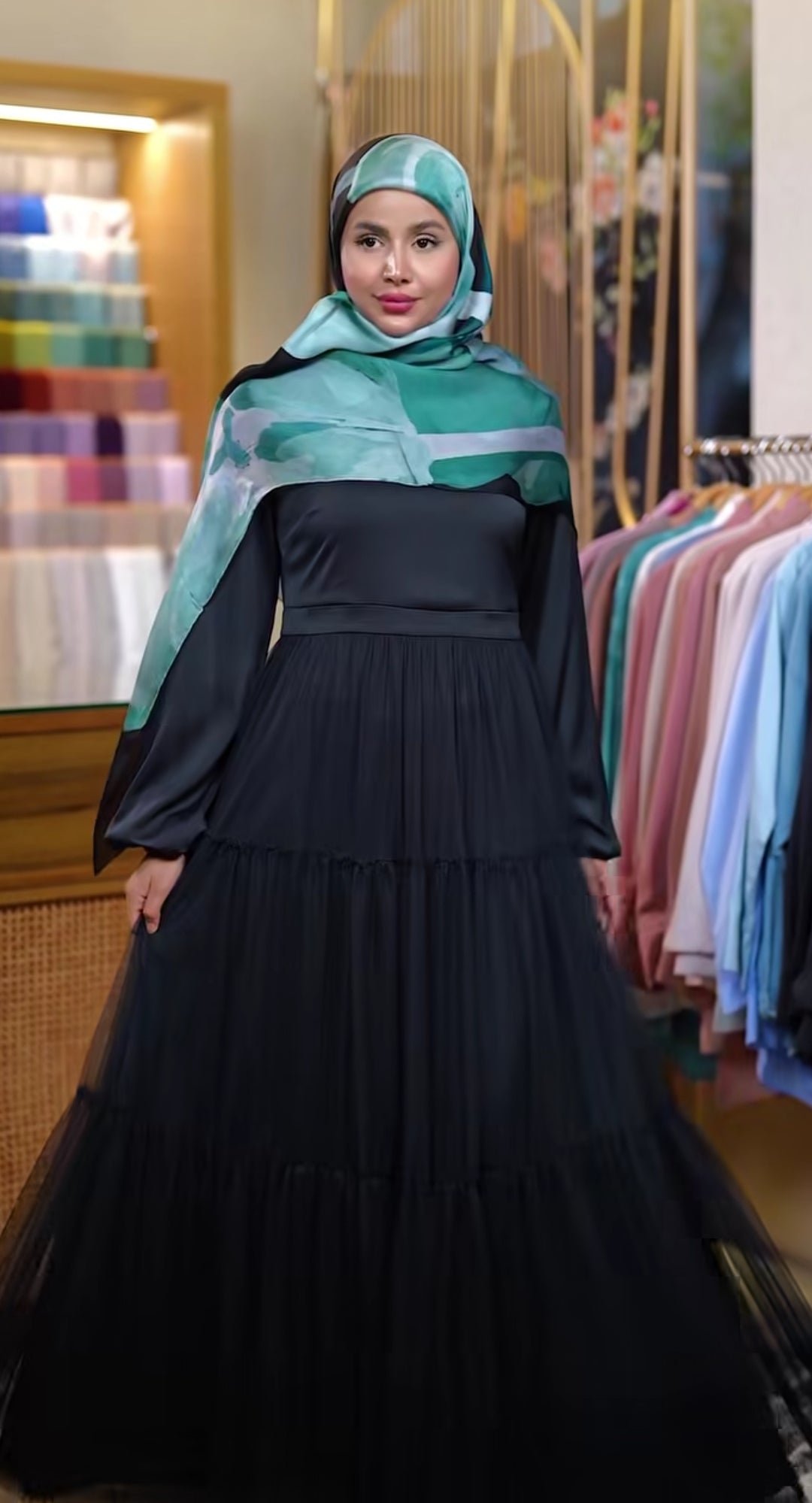 Satin with tulle dress
