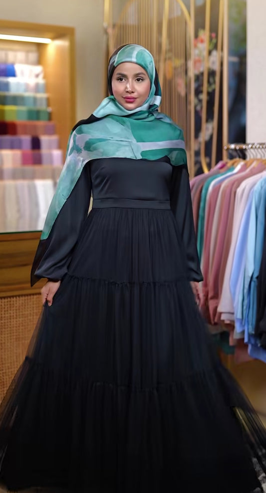 Satin with tulle dress