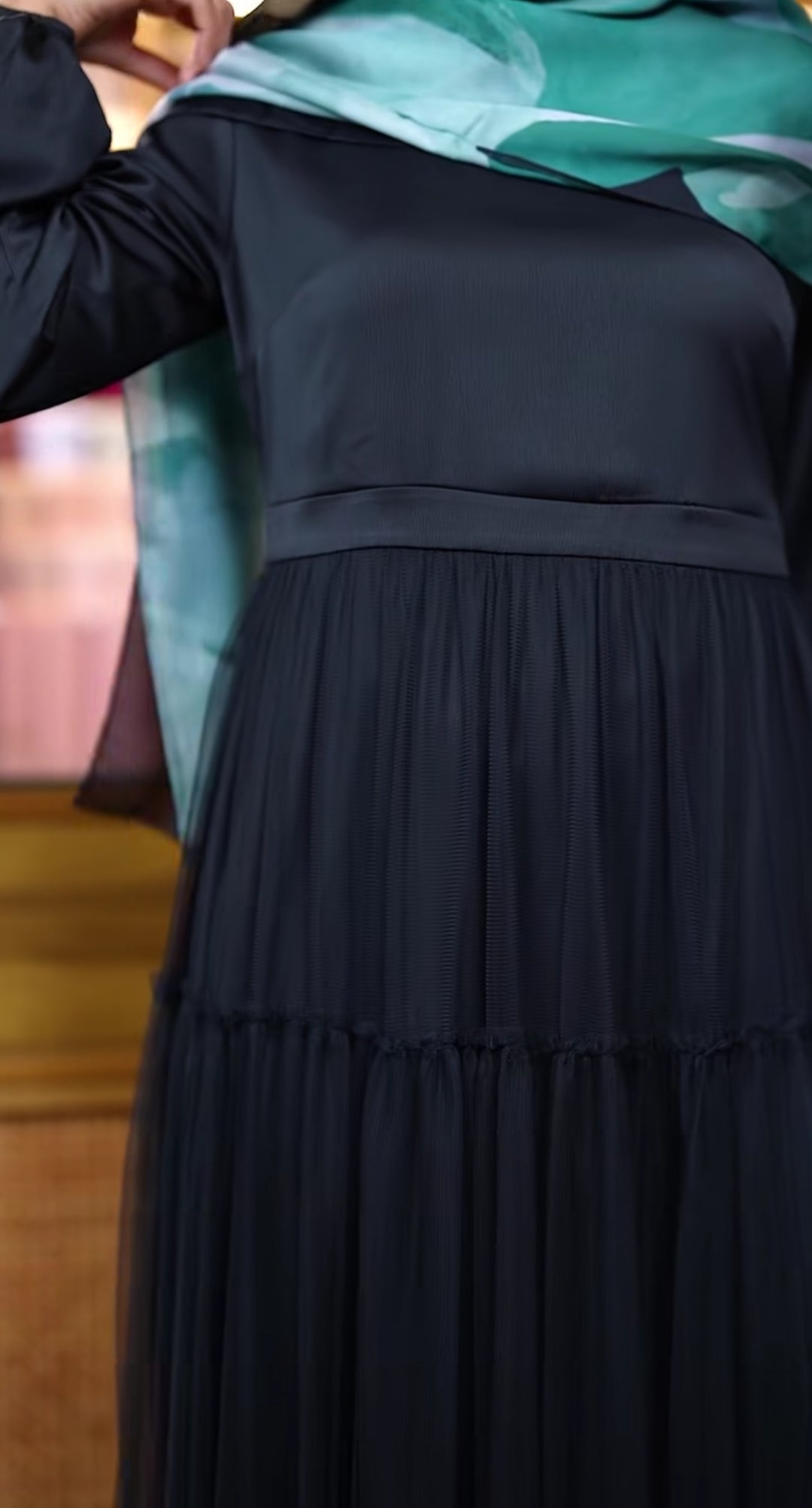 Satin with tulle dress