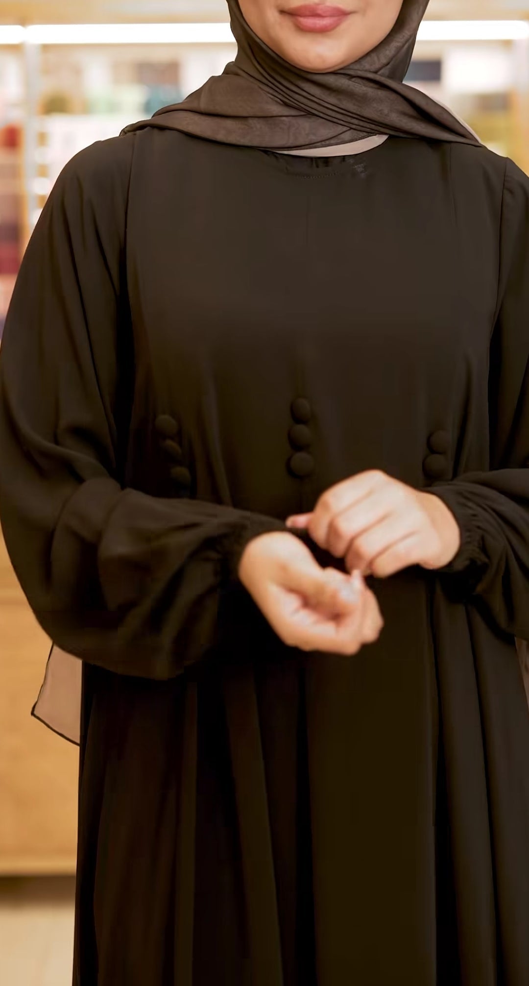 Fendel Black Abaya with button