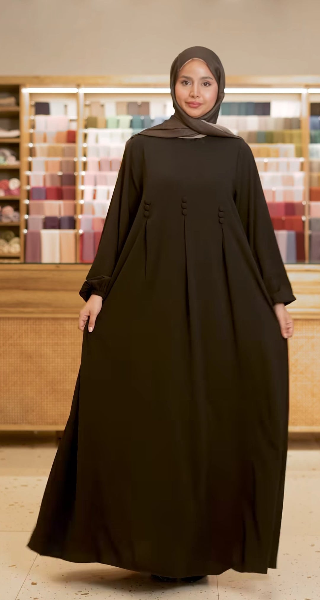 Fendel Black Abaya with button