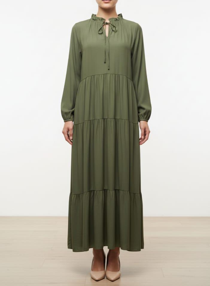 Olive green Silk italy Dress