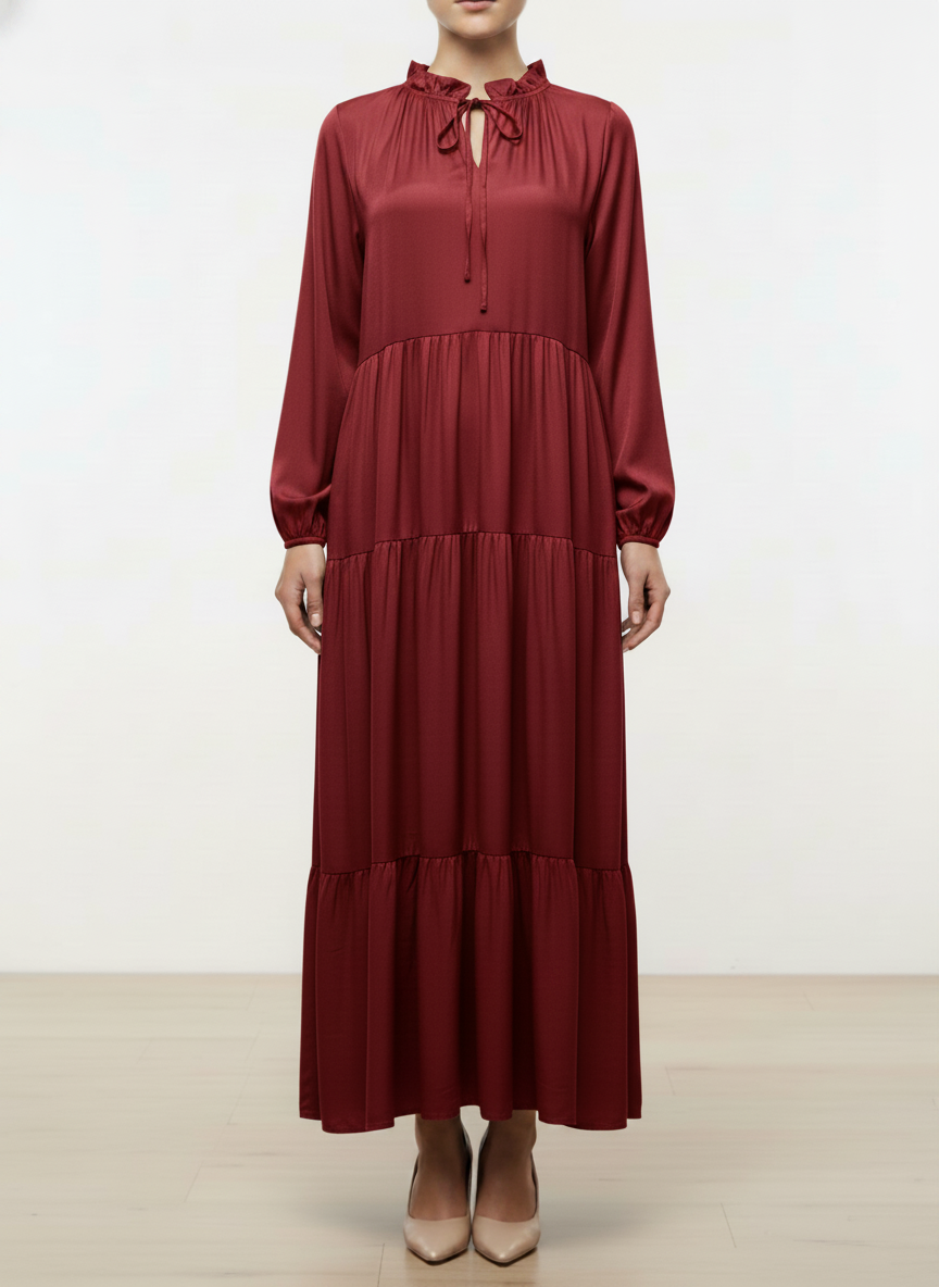 Burgundy Silk italy Dress
