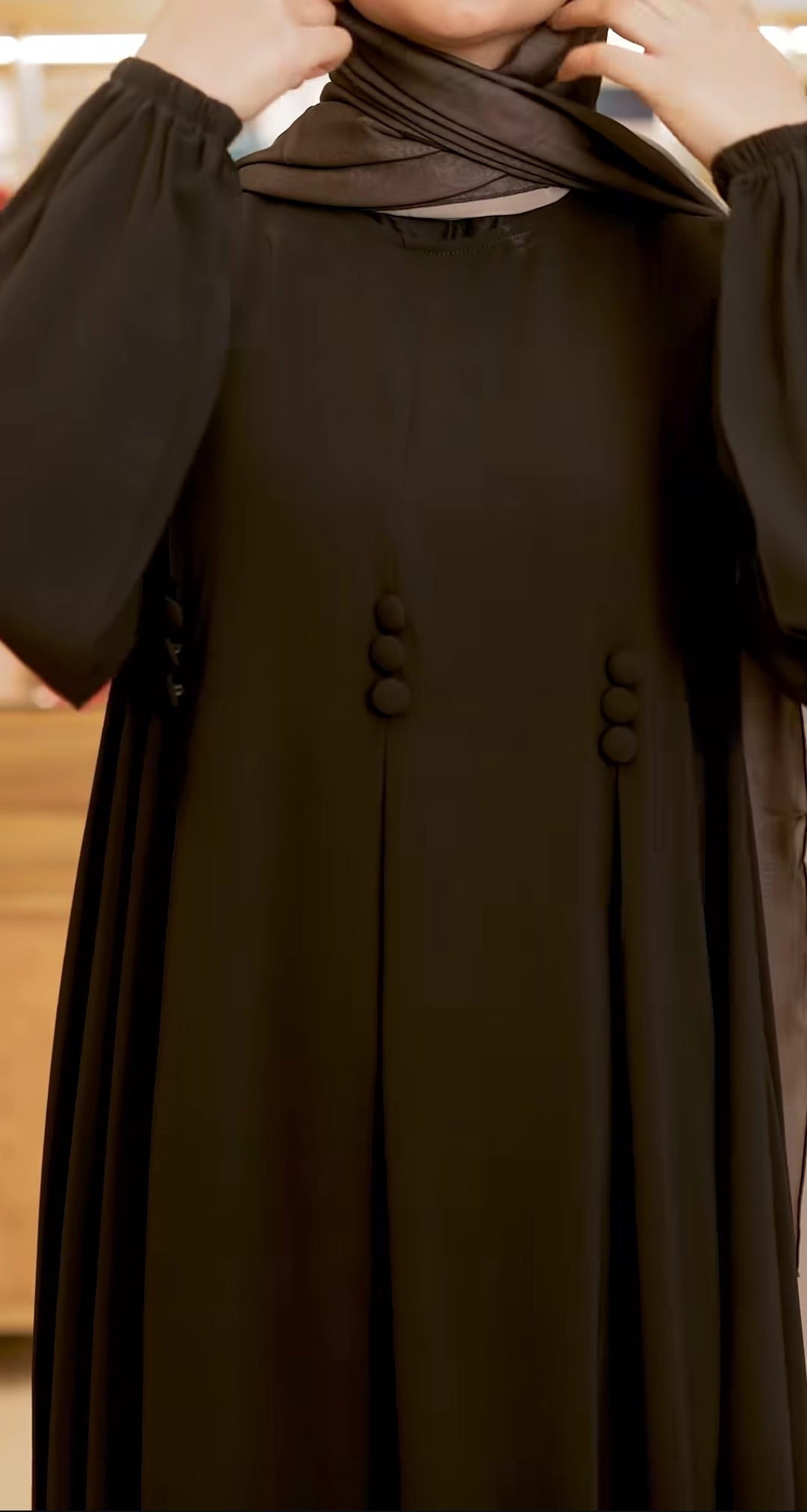Fendel Black Abaya with button